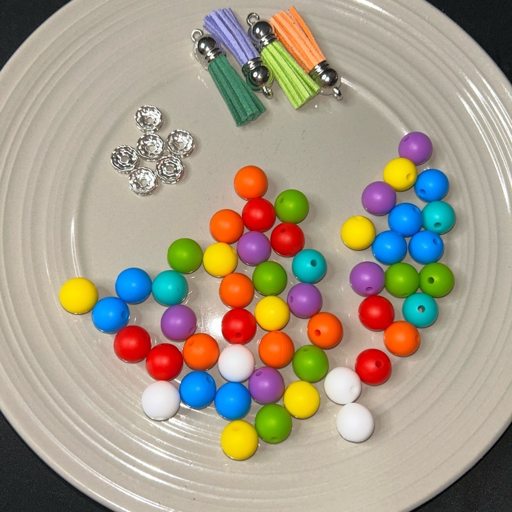 Rainbow silicone Mix Beaded Set – 44 pcs